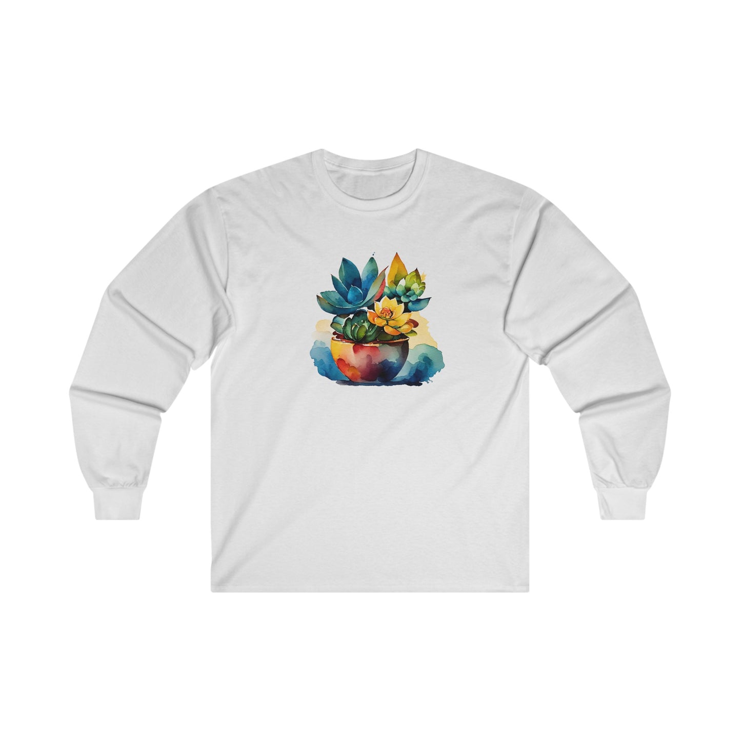 Watercolor Succulent Long Sleeve Tee