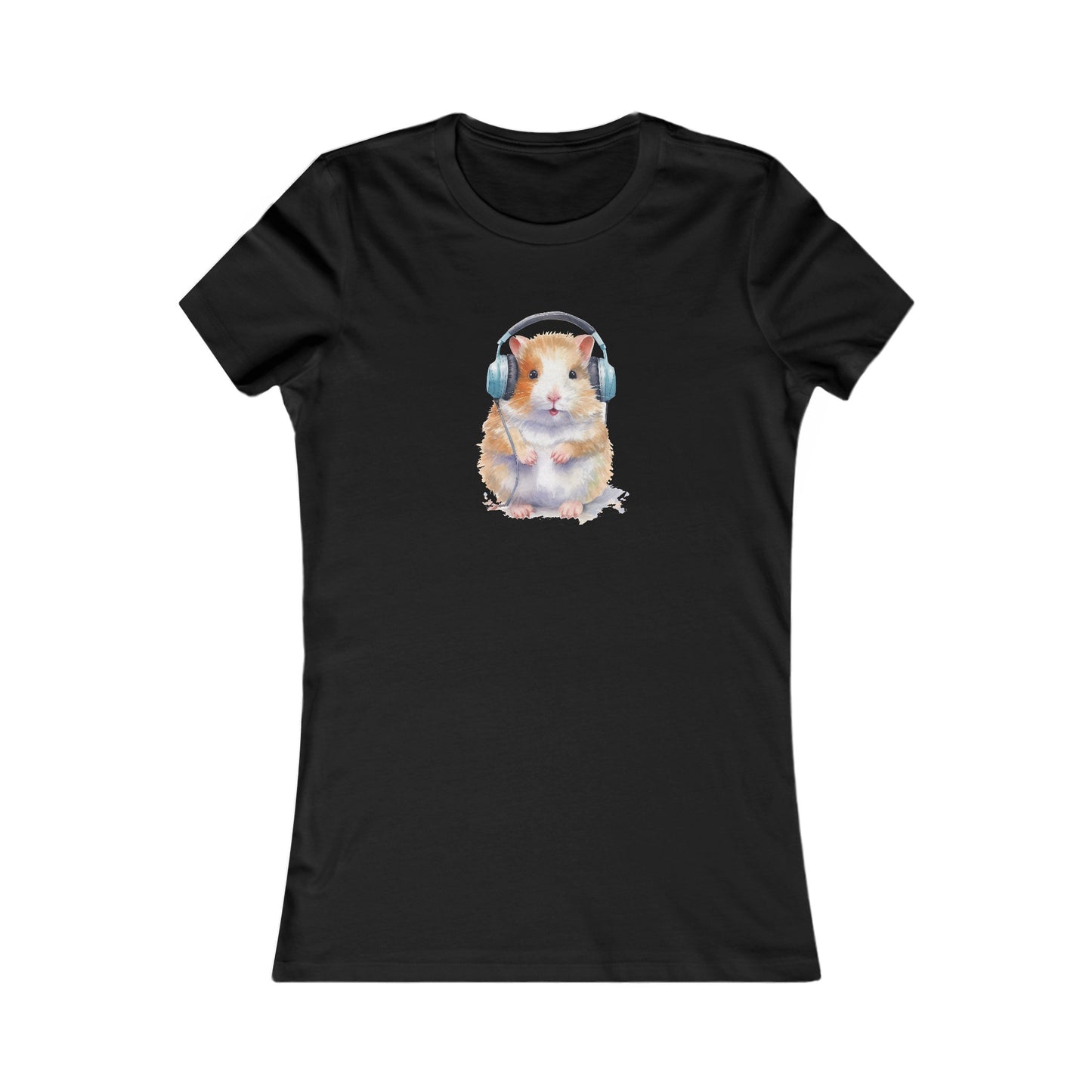 Hamster with Headphones Fitted Tee
