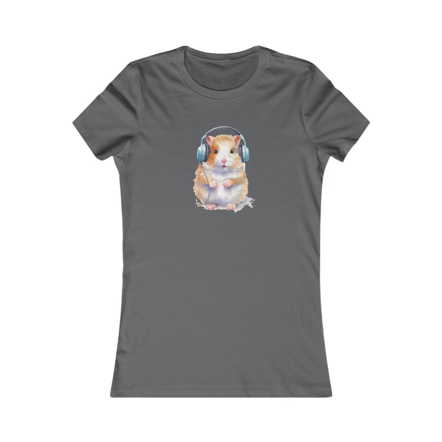 Hamster with Headphones Fitted Tee