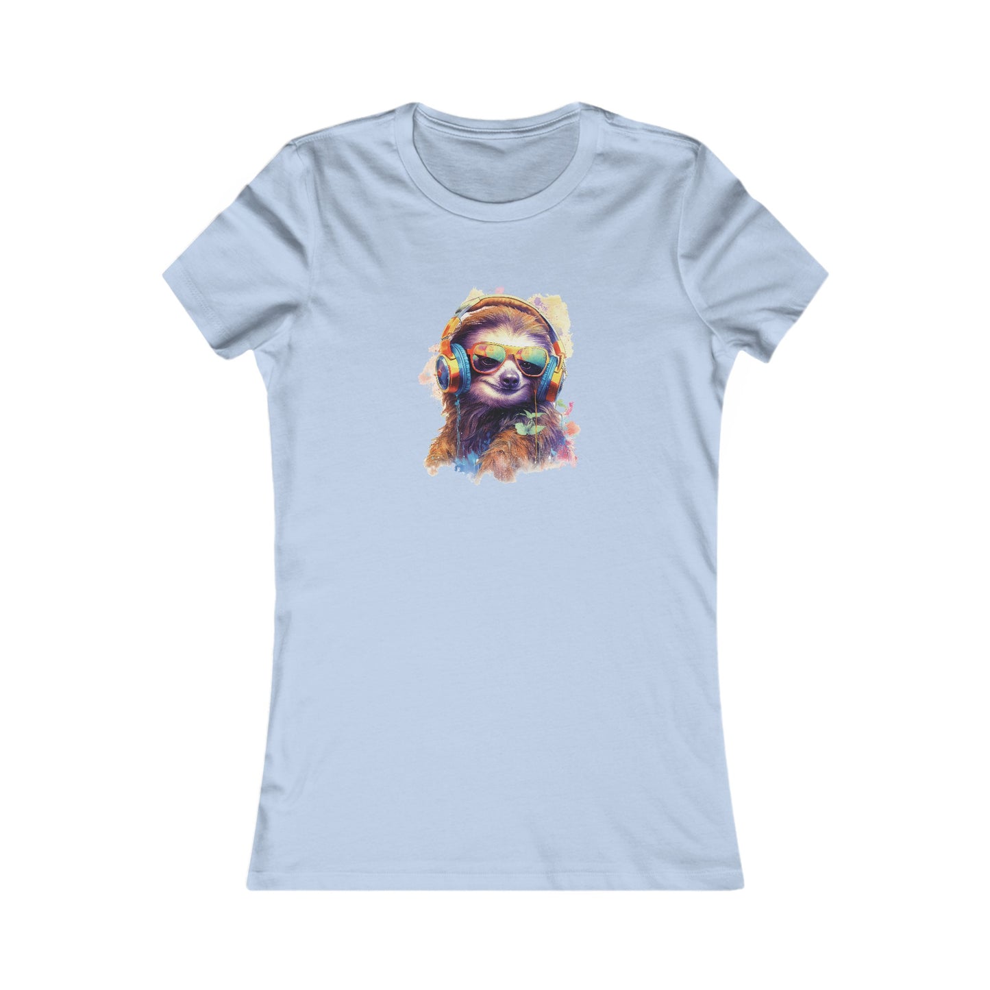 Sloth with Headphones Fitted Tee