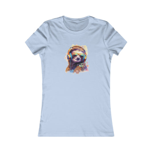 Sloth with Headphones Fitted Tee
