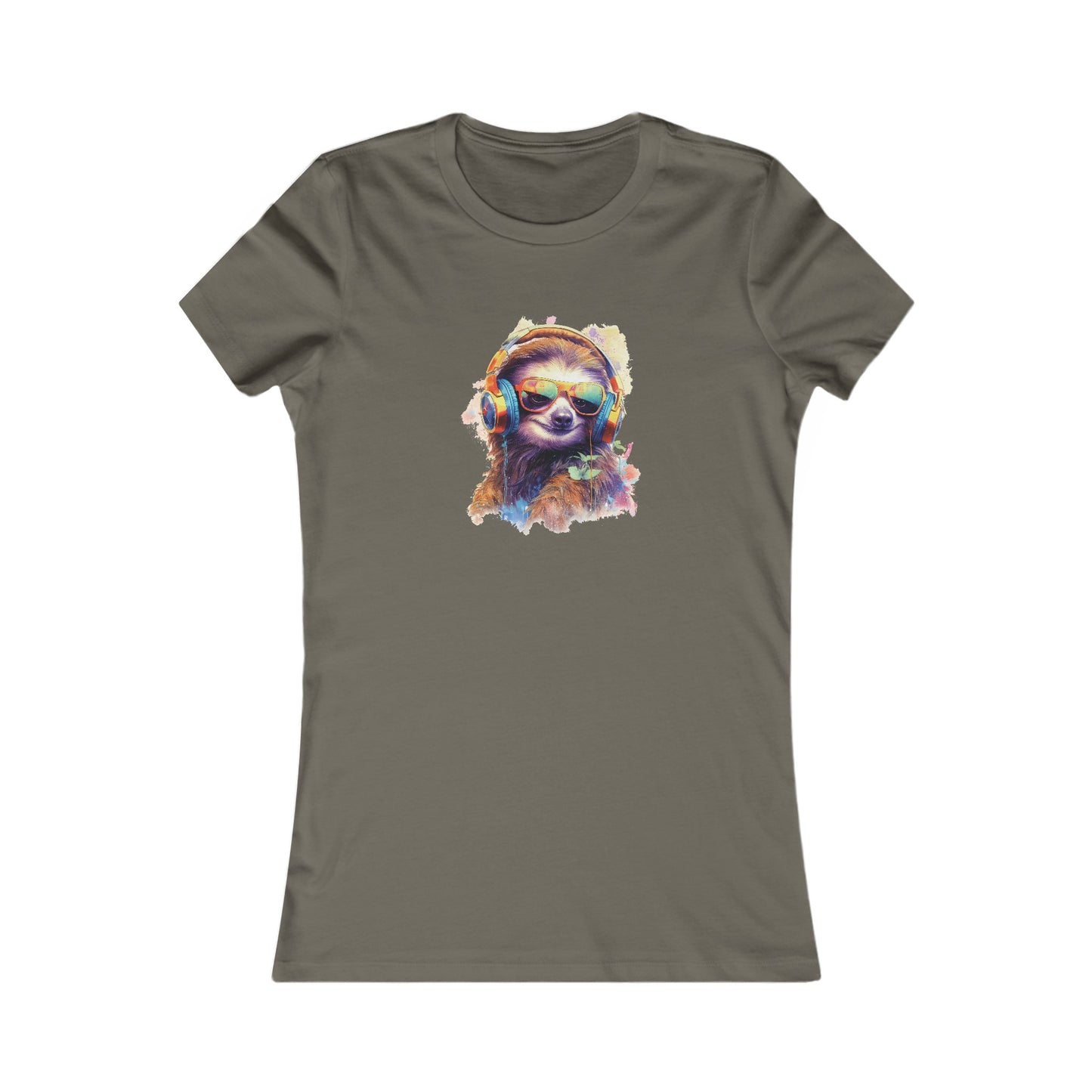 Sloth with Headphones Fitted Tee