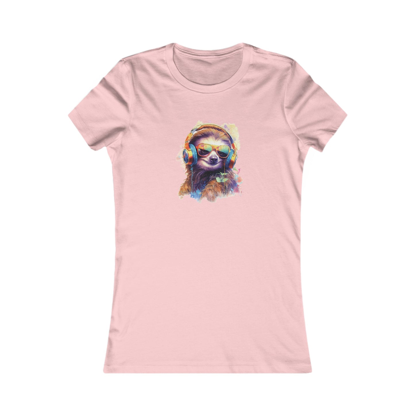 Sloth with Headphones Fitted Tee