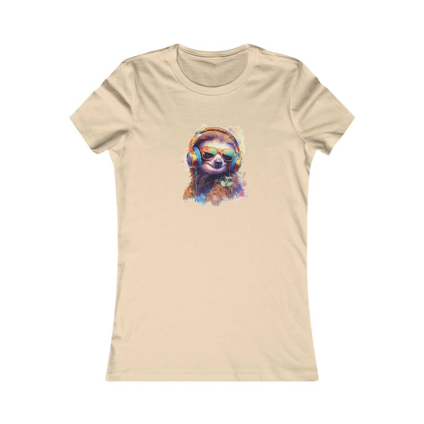 Sloth with Headphones Fitted Tee