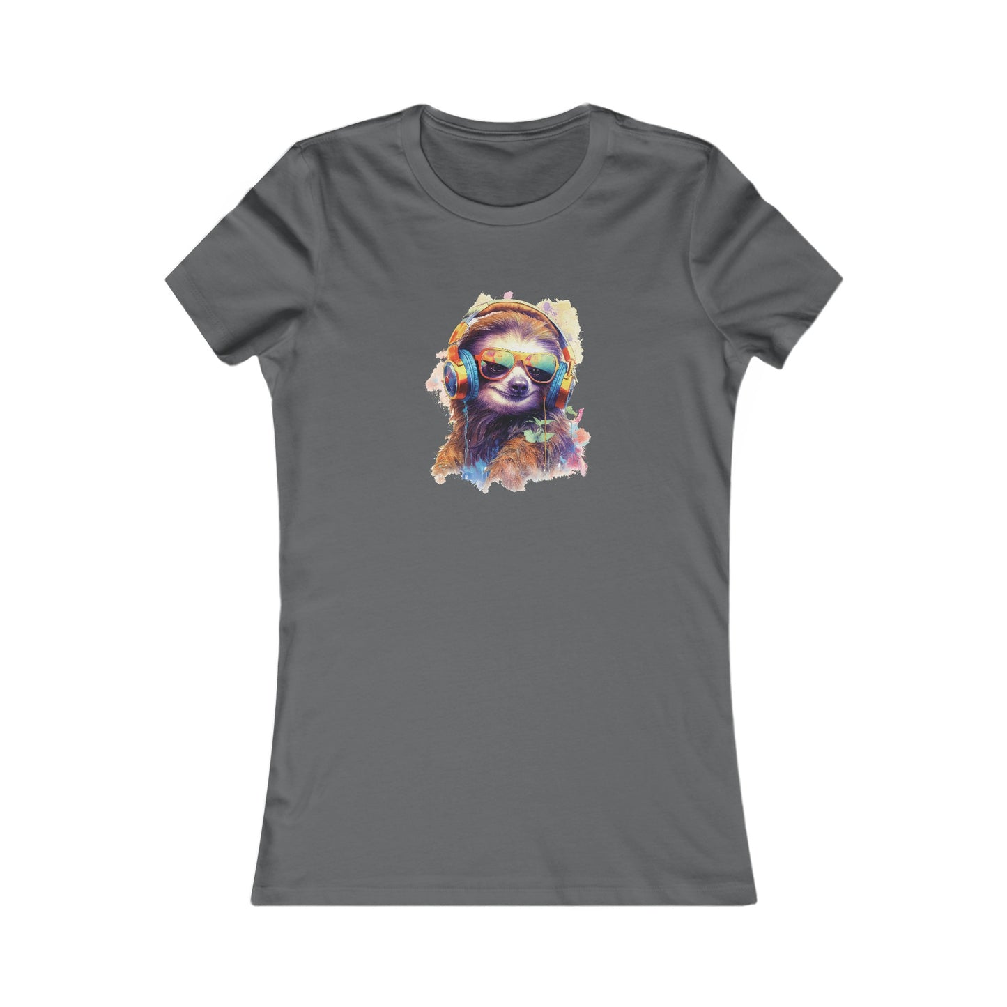 Sloth with Headphones Fitted Tee