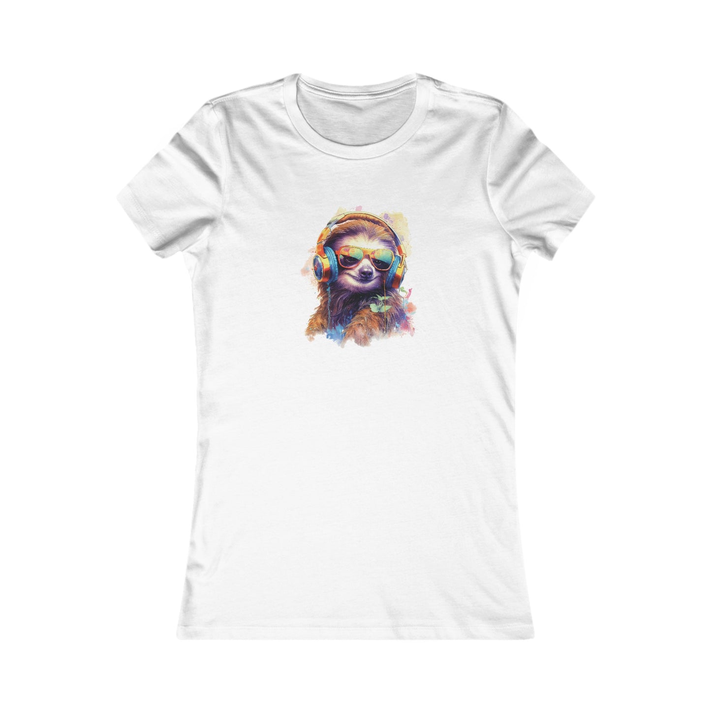 Sloth with Headphones Fitted Tee