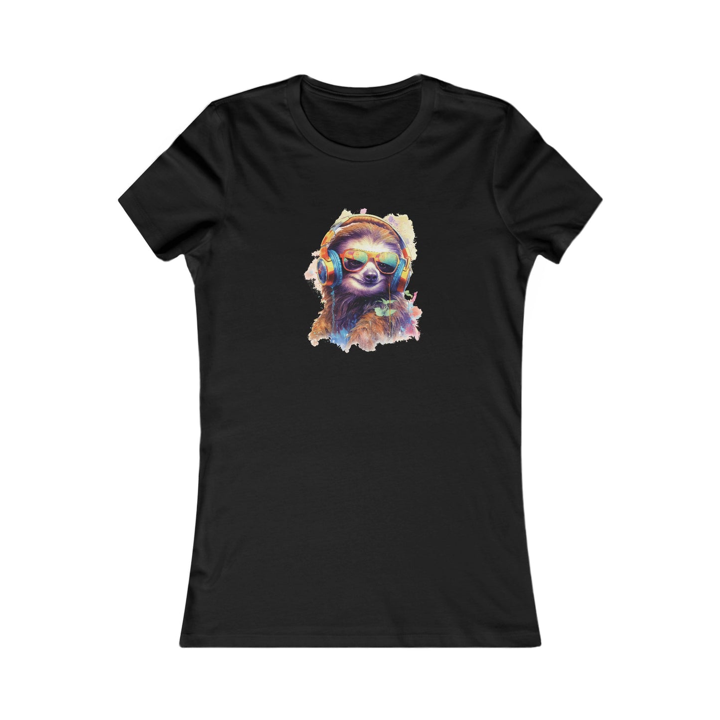 Sloth with Headphones Fitted Tee