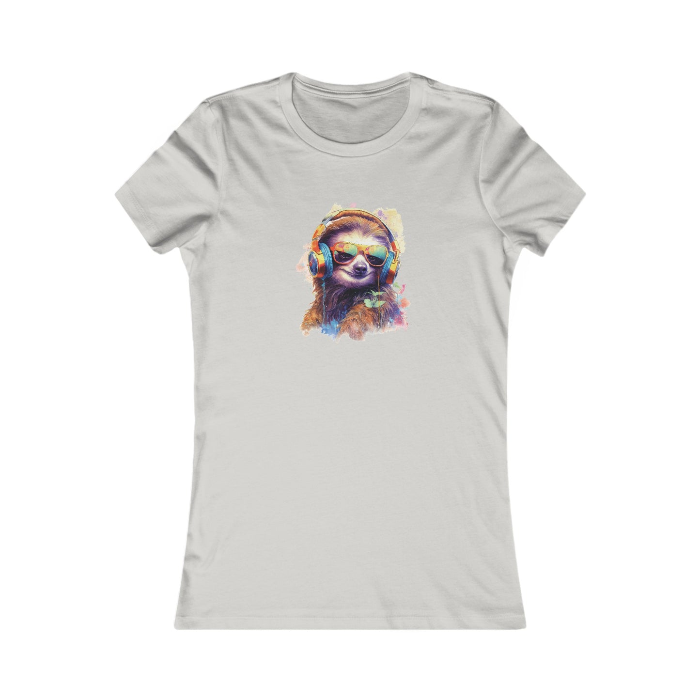 Sloth with Headphones Fitted Tee