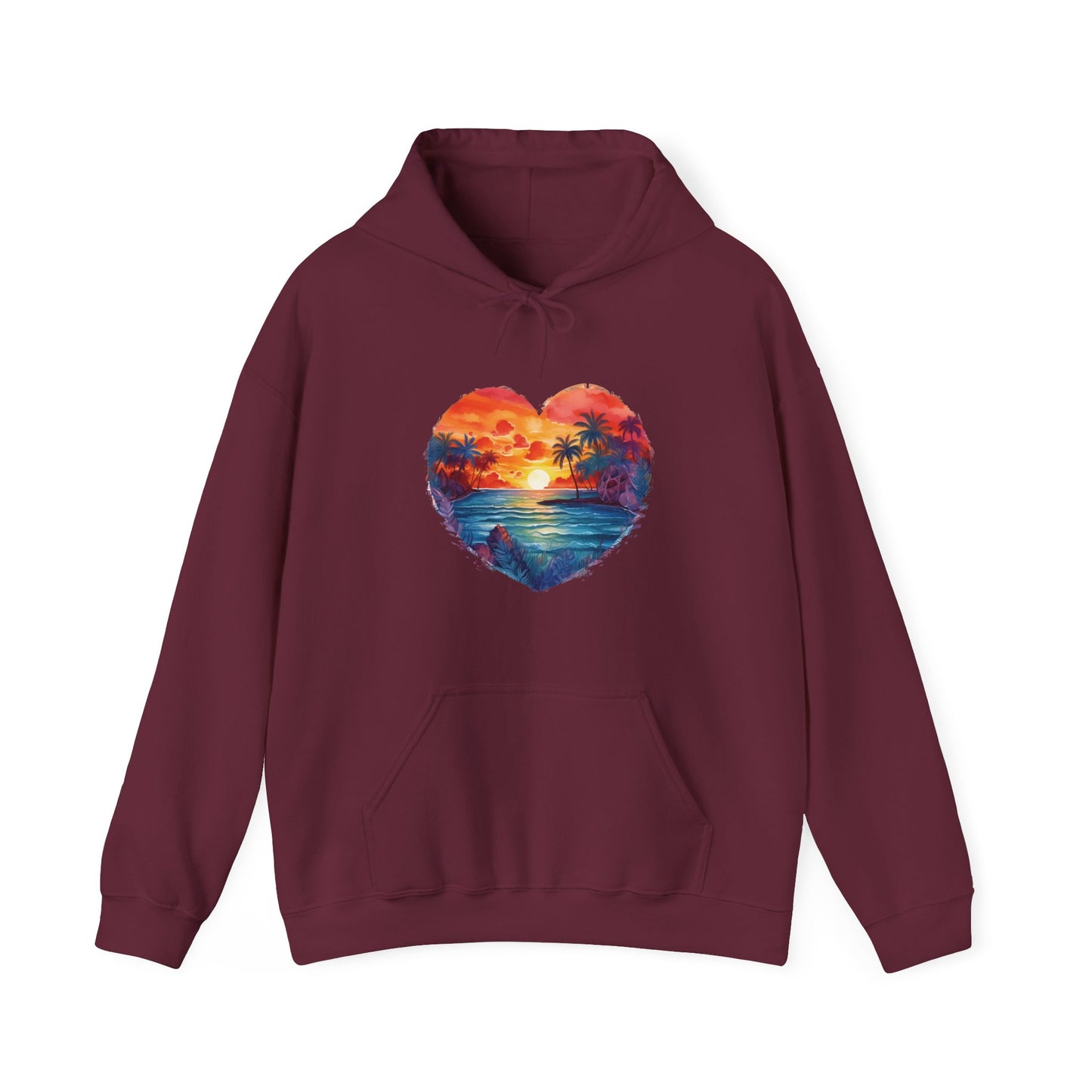 Painted Beach Sunset Heart Hooded Sweatshirt