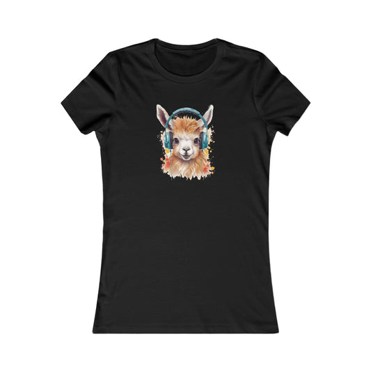 Llama with Headphones Fitted Tee