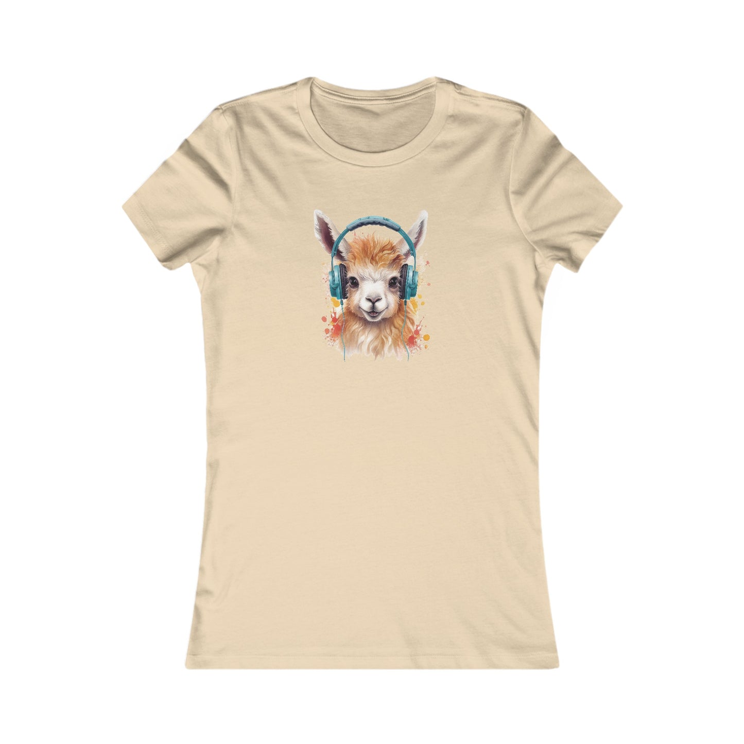 Llama with Headphones Fitted Tee