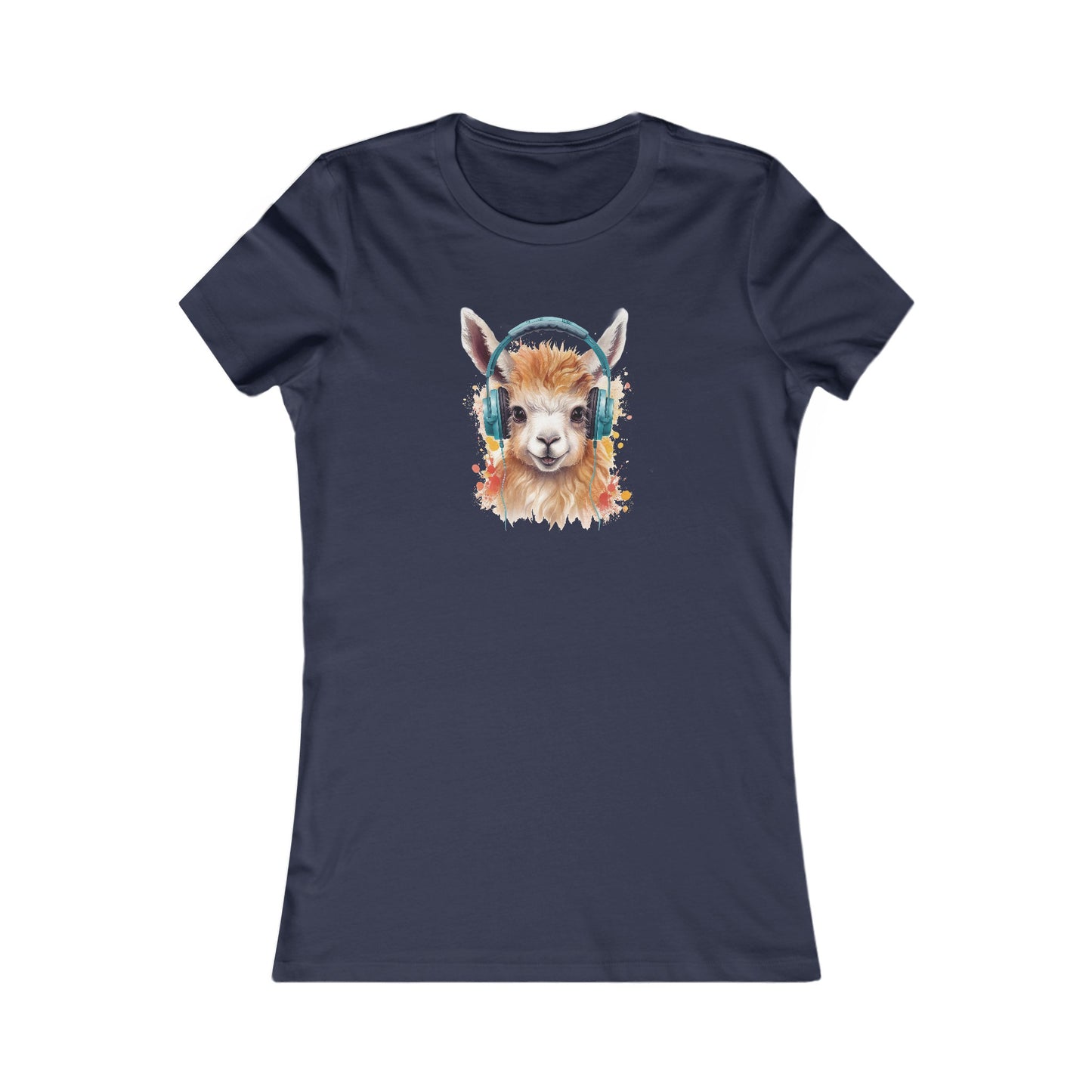 Llama with Headphones Fitted Tee