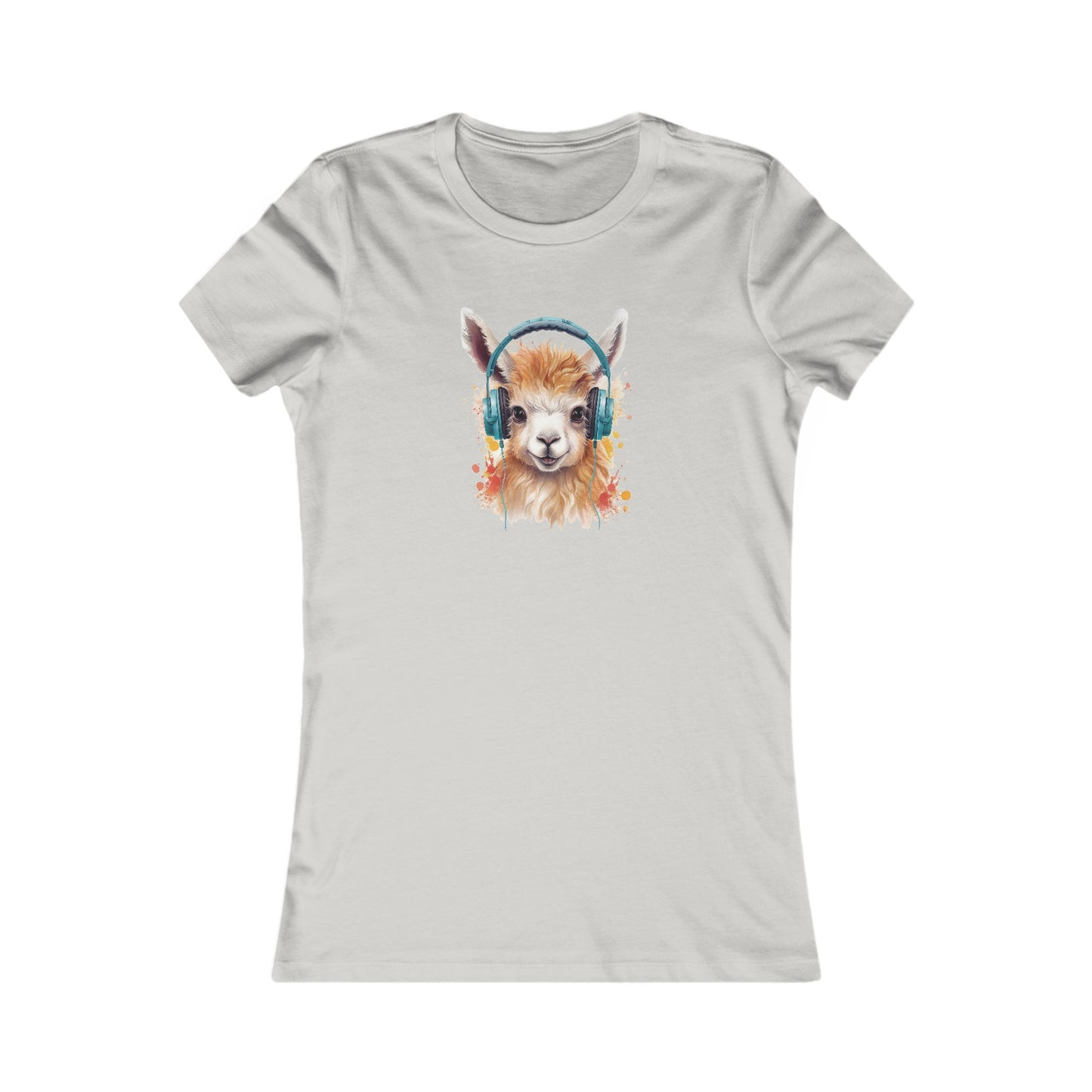 Llama with Headphones Fitted Tee