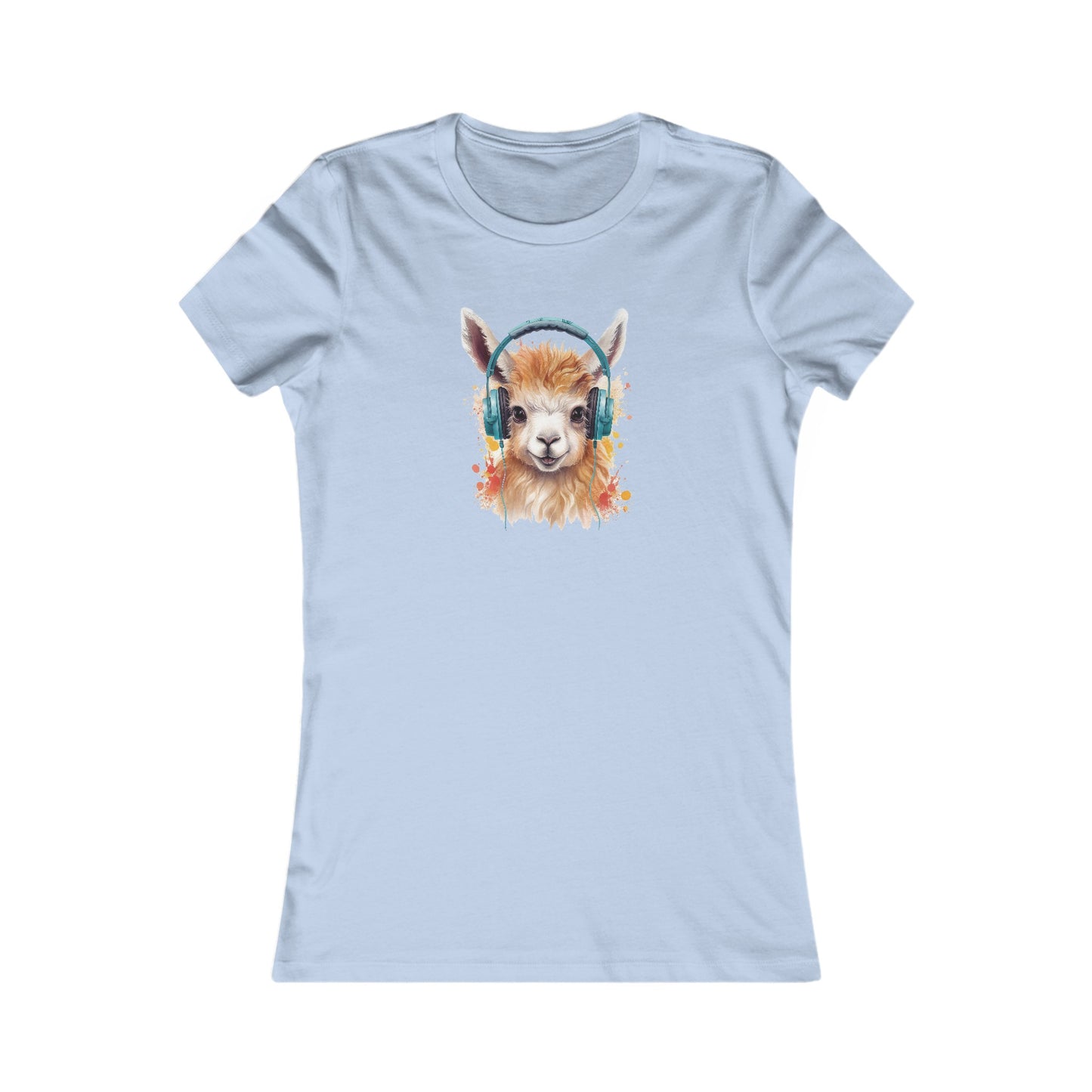 Llama with Headphones Fitted Tee