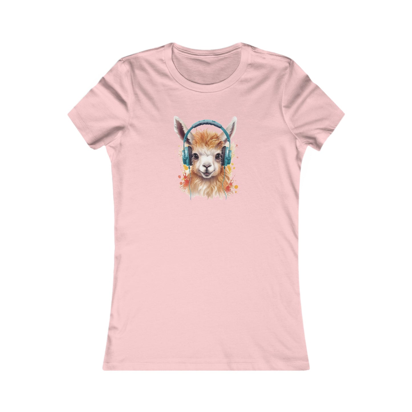 Llama with Headphones Fitted Tee