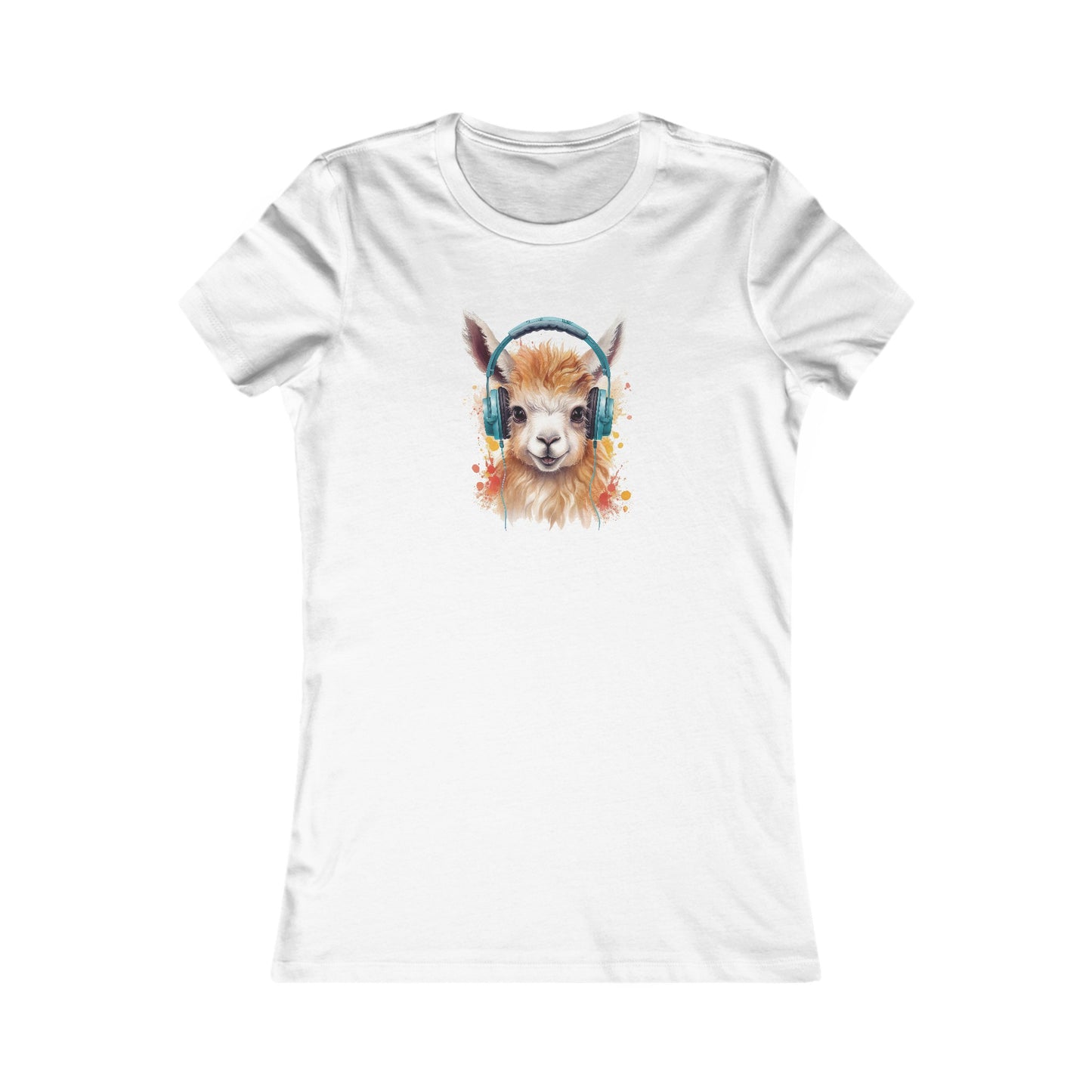 Llama with Headphones Fitted Tee
