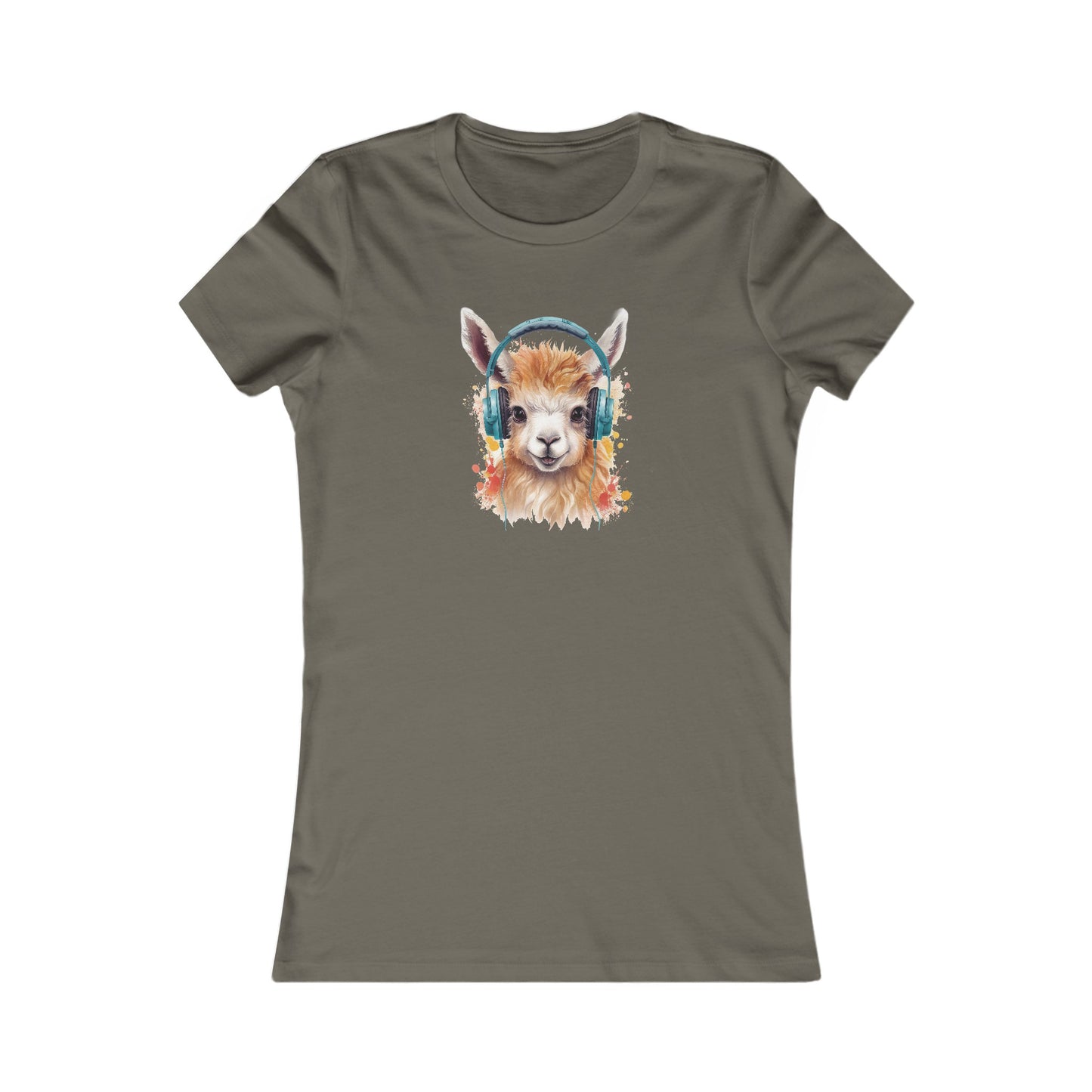 Llama with Headphones Fitted Tee