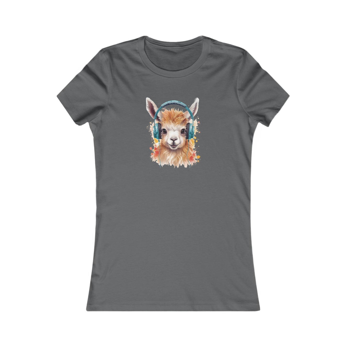 Llama with Headphones Fitted Tee