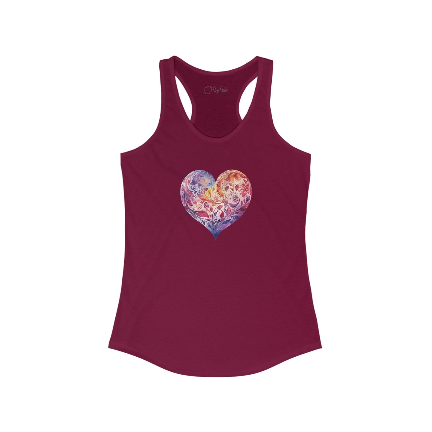Watercolor Heart Racerback Tank 003
