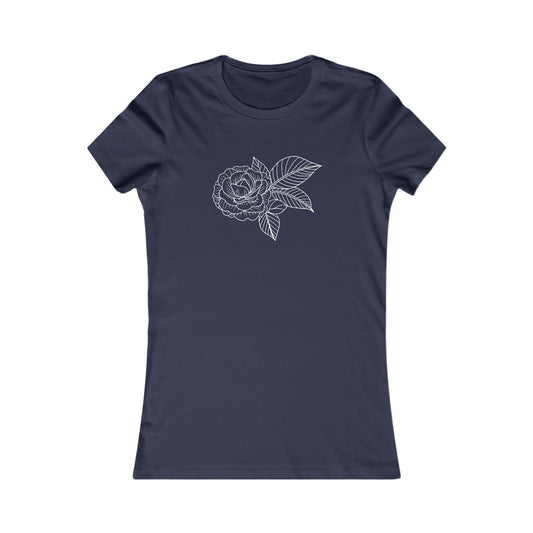 Rose with Leaves Fitted Tee