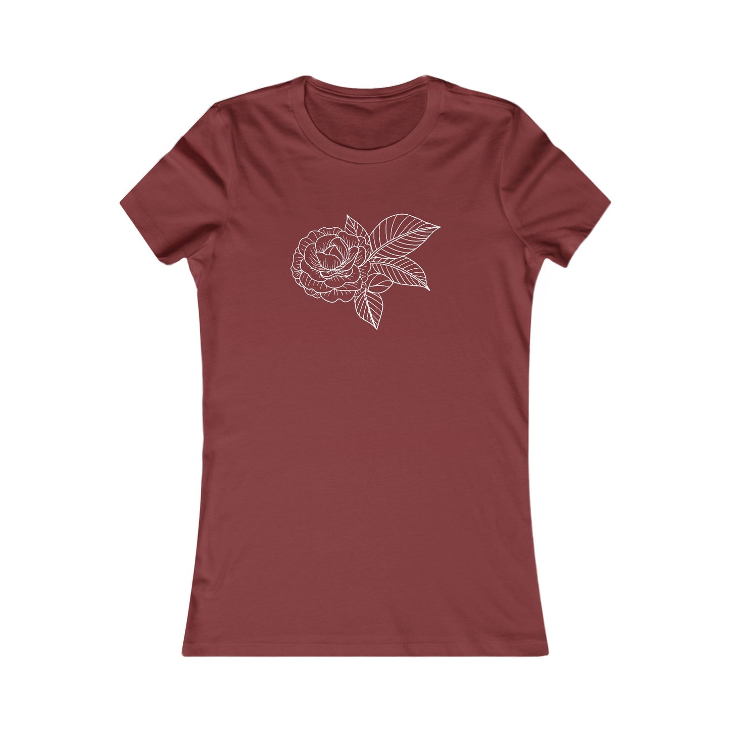 Rose with Leaves Fitted Tee