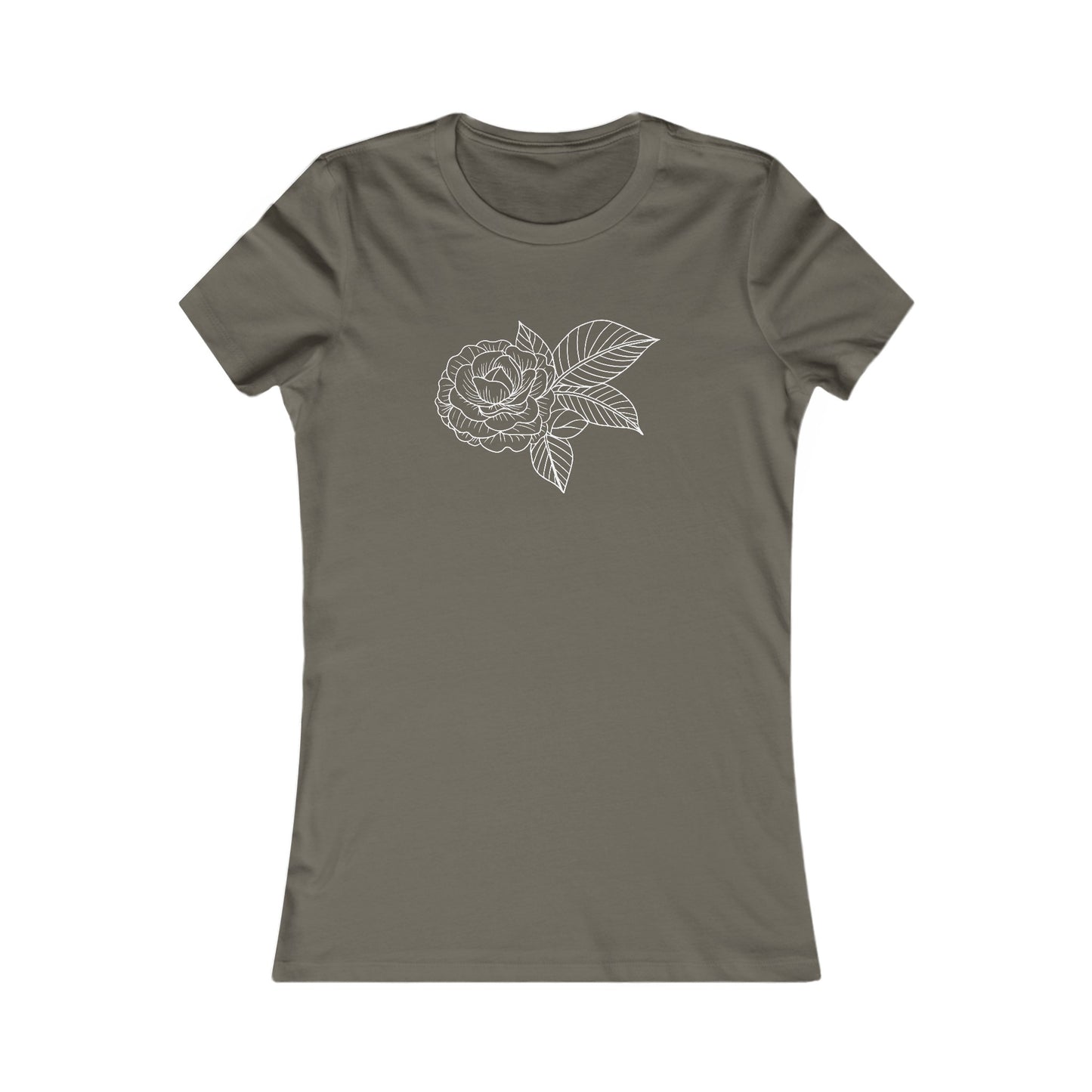Rose with Leaves Fitted Tee
