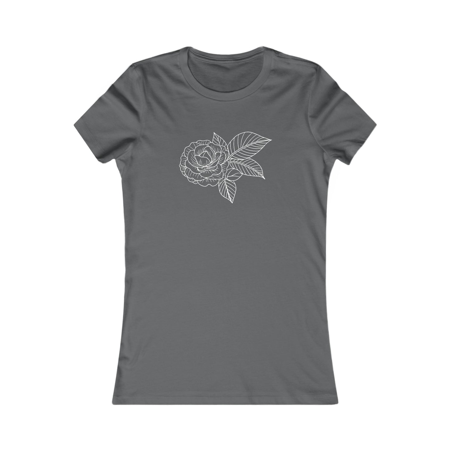 Rose with Leaves Fitted Tee
