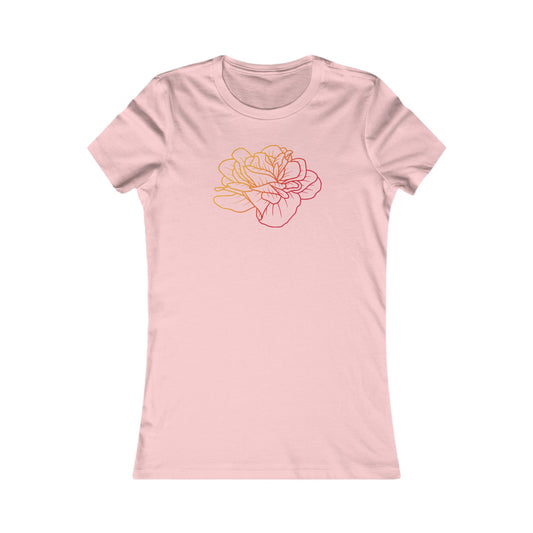 Colorful Rose Outline Fitted Tee