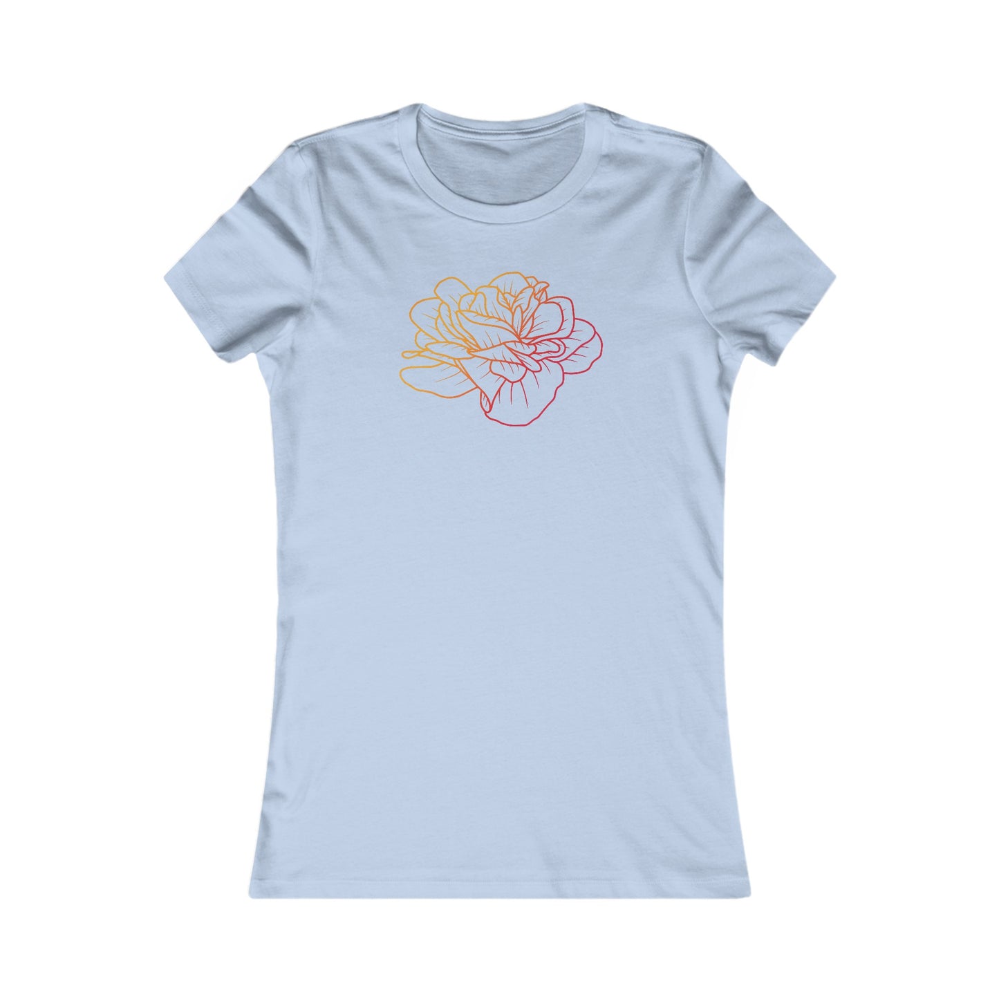Colorful Rose Outline Fitted Tee
