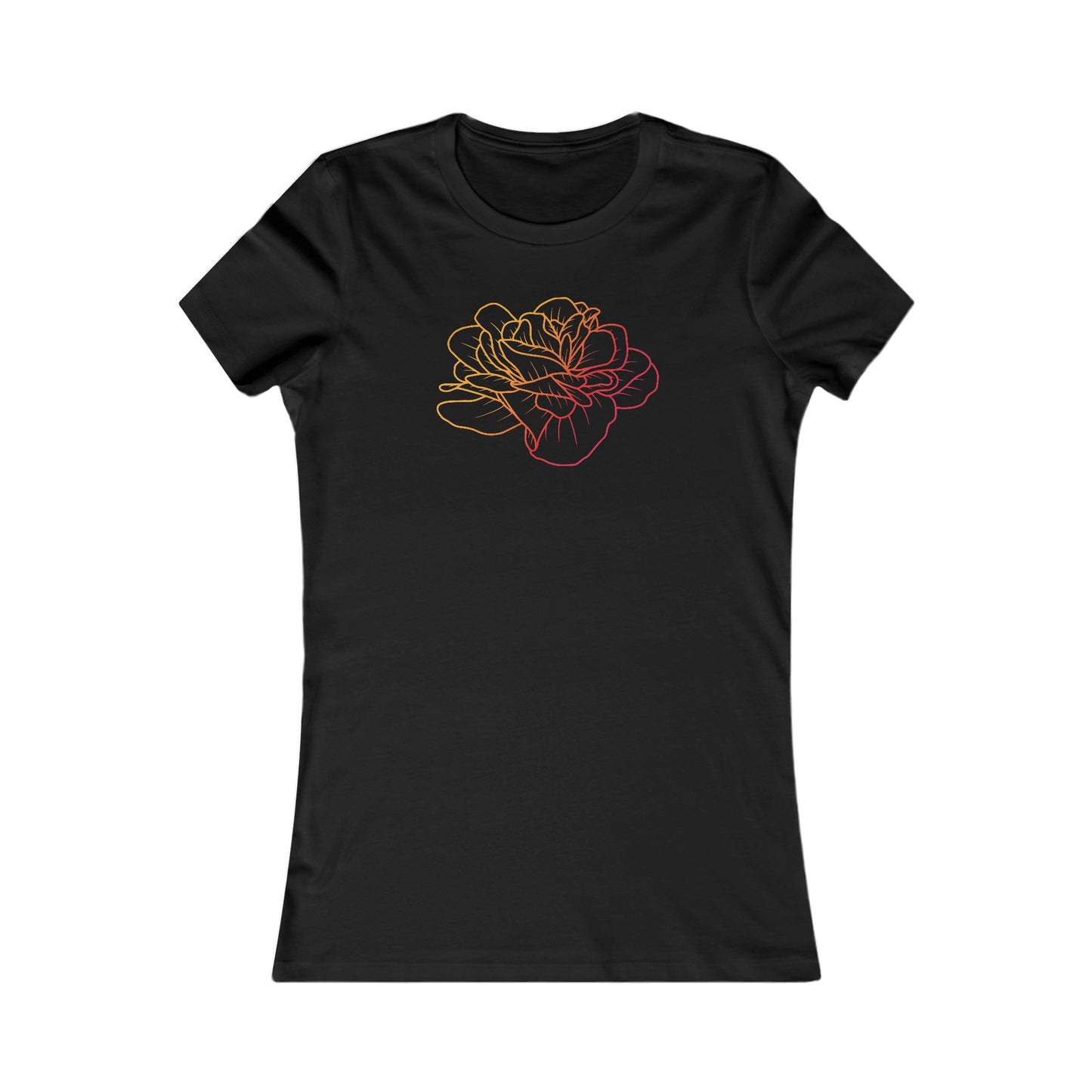 Colorful Rose Outline Fitted Tee