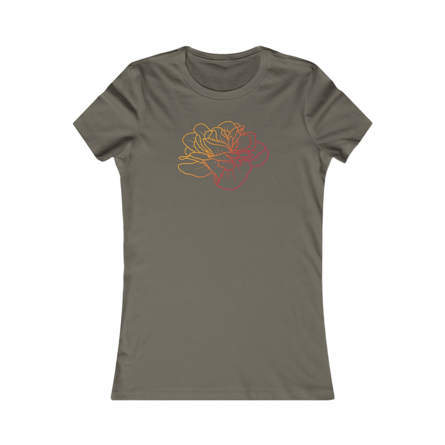 Colorful Rose Outline Fitted Tee