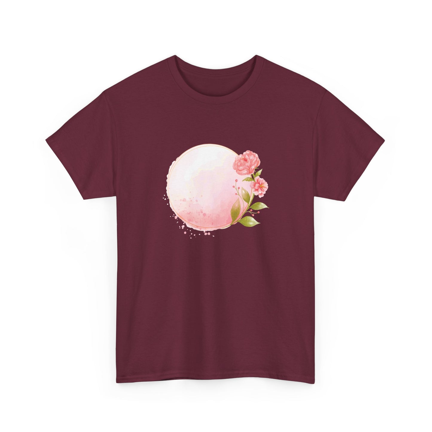 Pink Watercolor Rose Circle Short Sleeve Tee