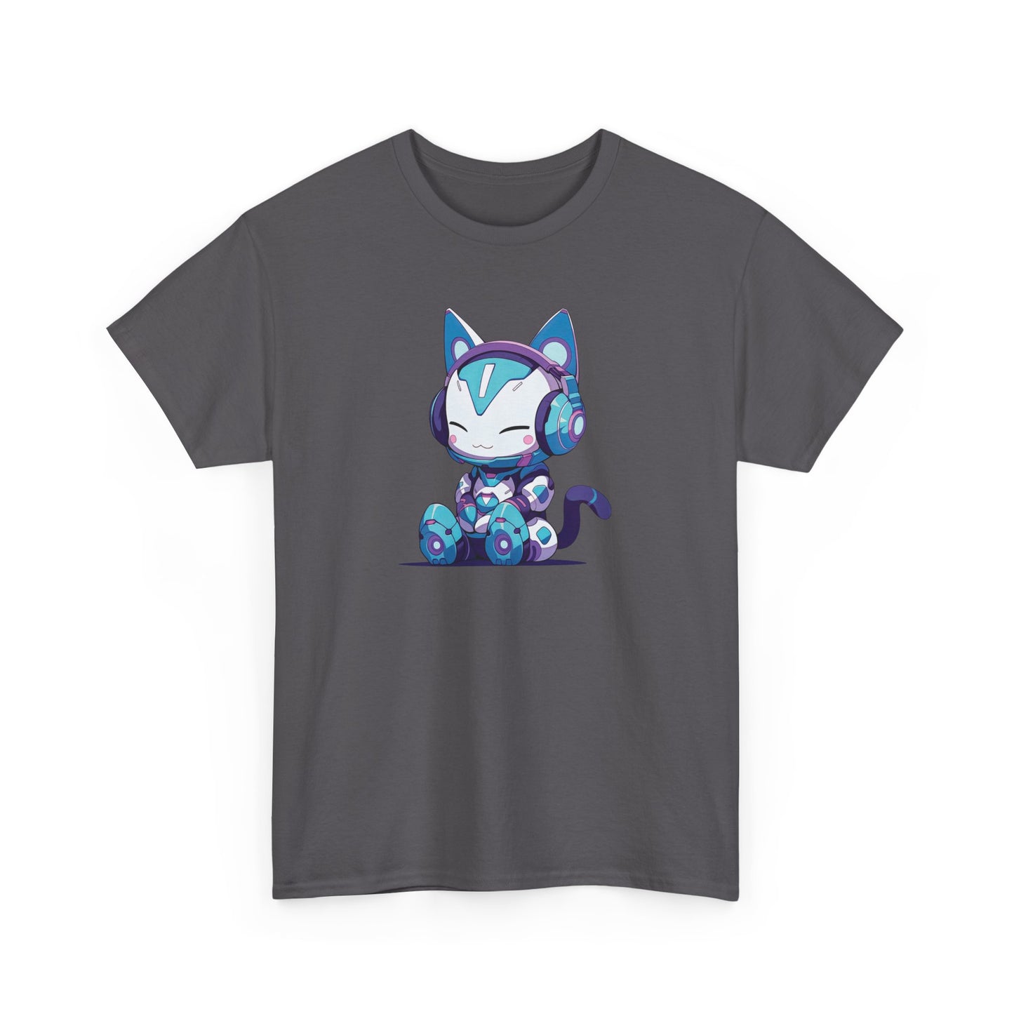 Futuristic Cat with Headphones Short Sleeve Tee