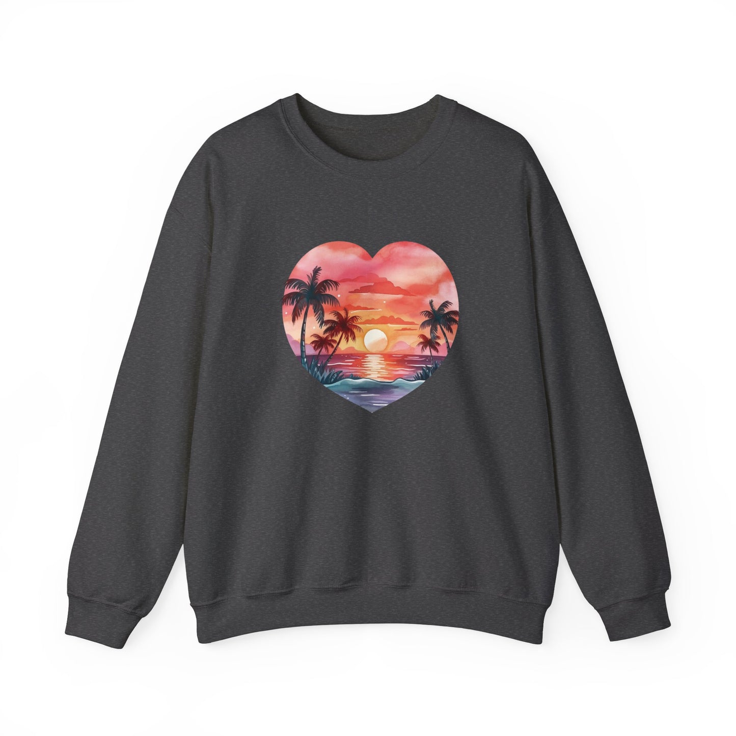 Retro Beach Sunset Heart Sweatshirt