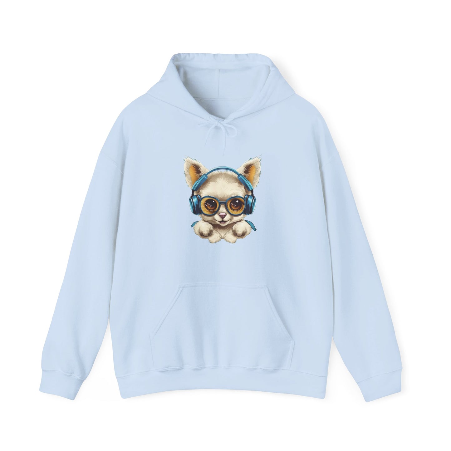Puppy with Headphones Hooded Sweatshirt