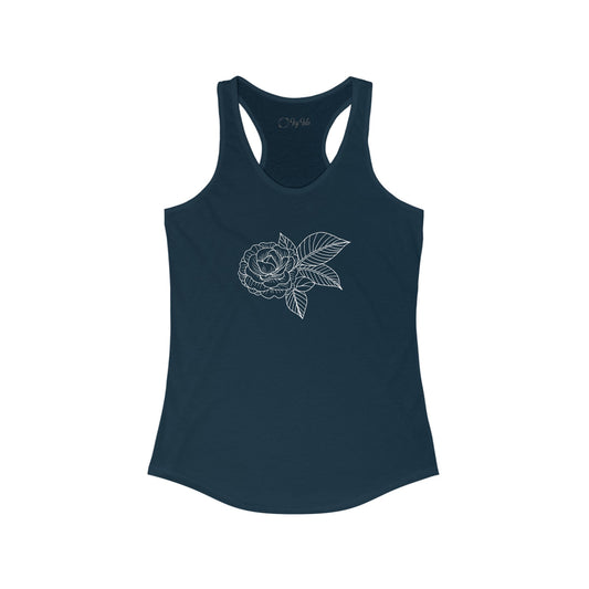Rose with Leaves Racerback Tank