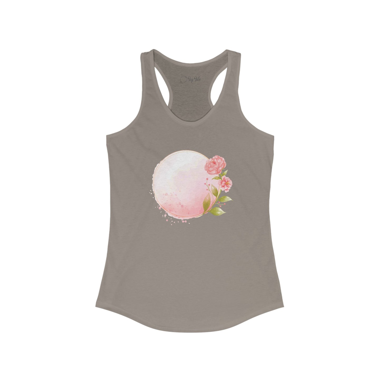 Pink Watercolor Rose Circle Racerback Tank