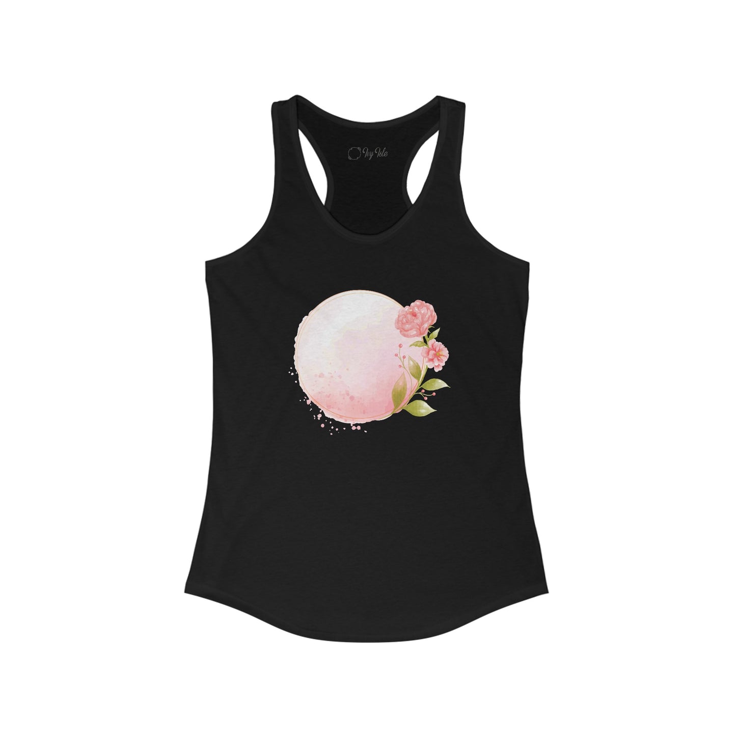 Pink Watercolor Rose Circle Racerback Tank