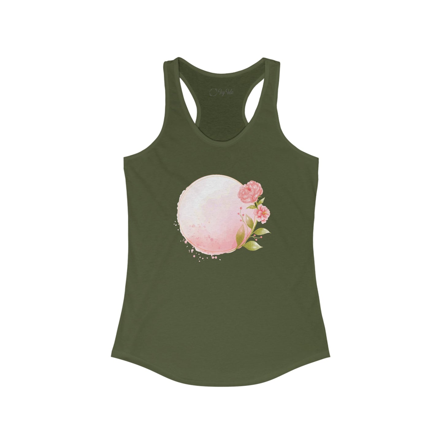 Pink Watercolor Rose Circle Racerback Tank