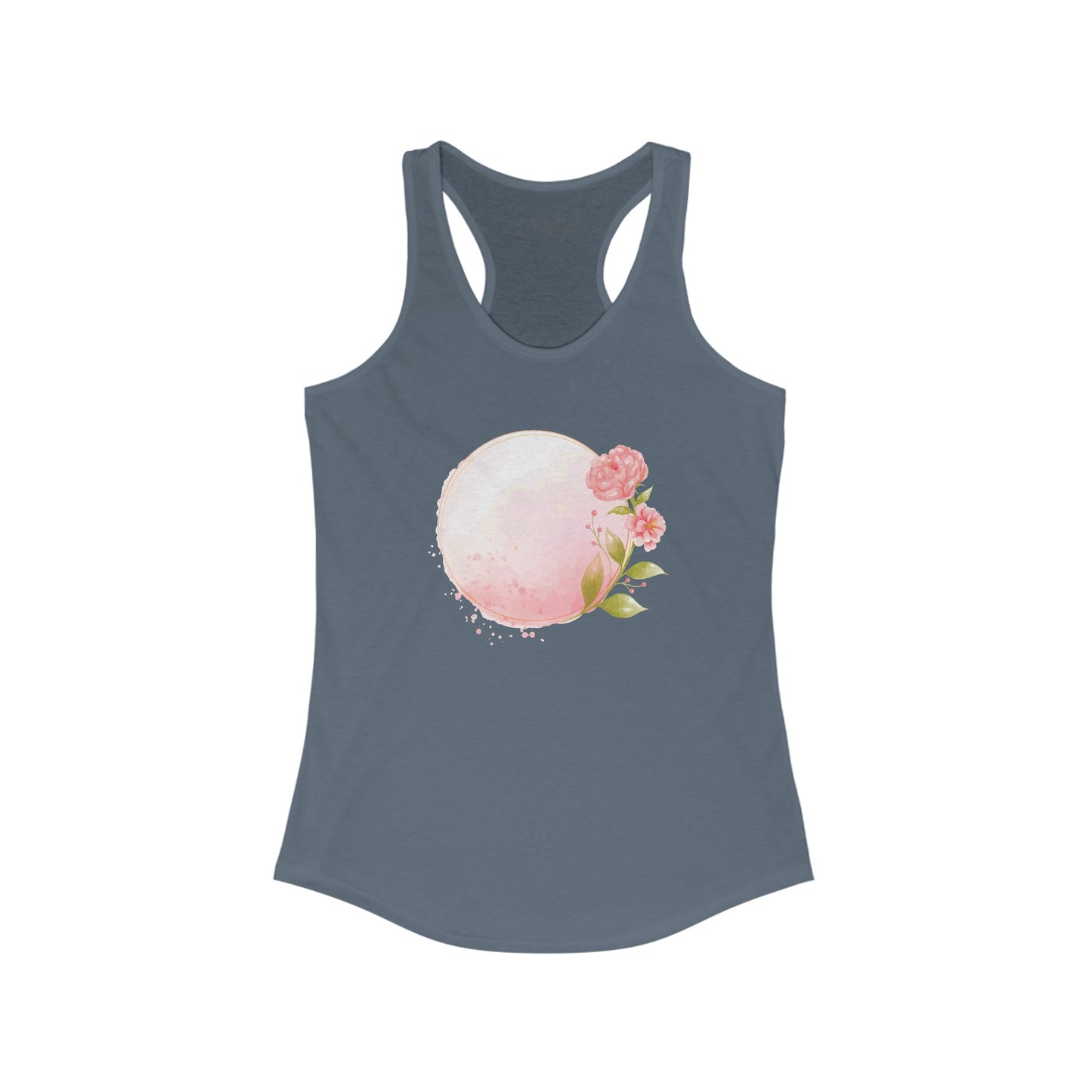 Pink Watercolor Rose Circle Racerback Tank