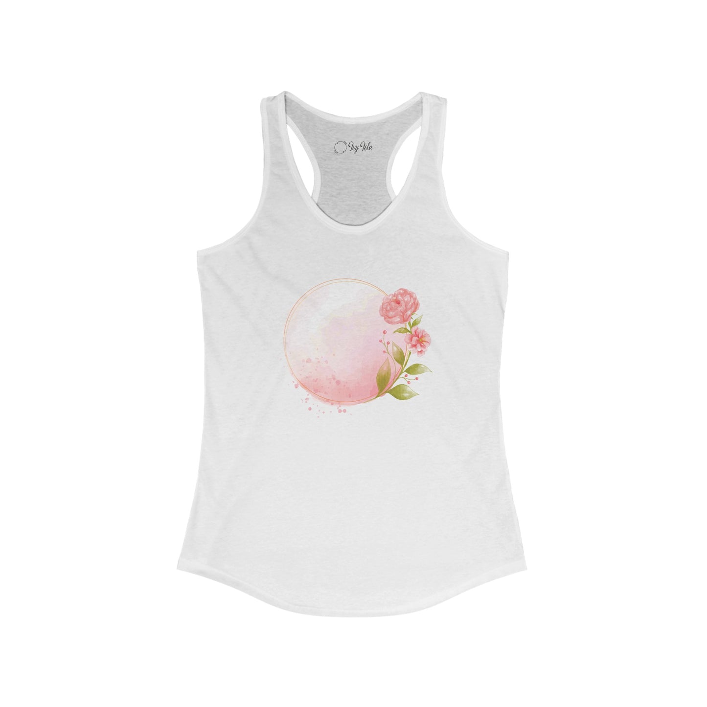 Pink Watercolor Rose Circle Racerback Tank