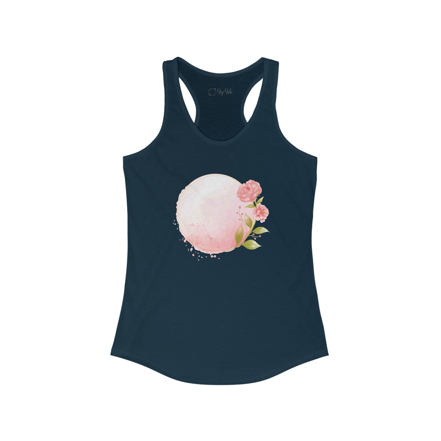 Pink Watercolor Rose Circle Racerback Tank