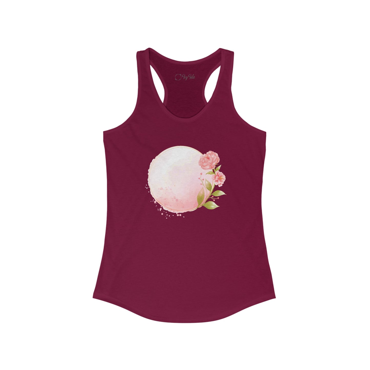 Pink Watercolor Rose Circle Racerback Tank