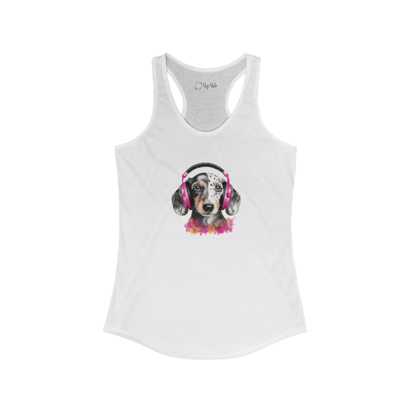 Dog with Headphones Racerback Tank
