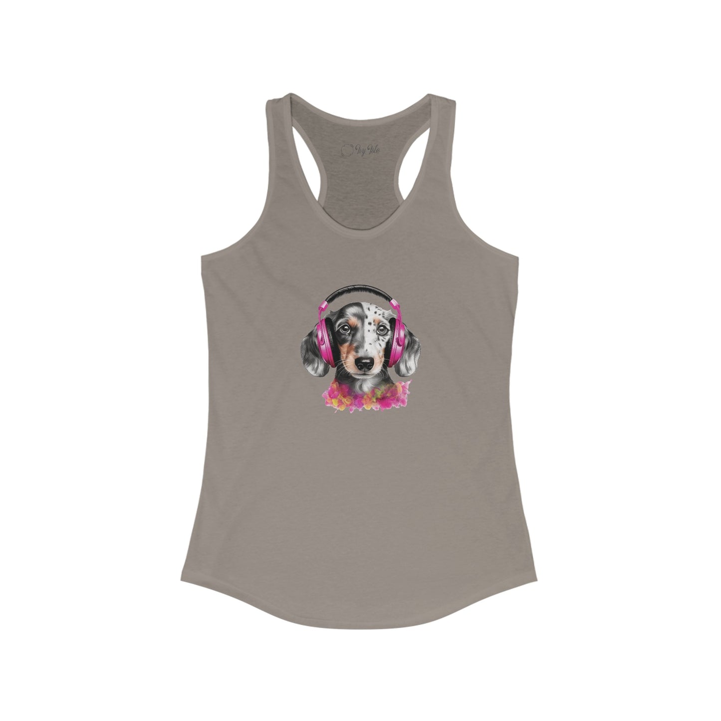 Dog with Headphones Racerback Tank