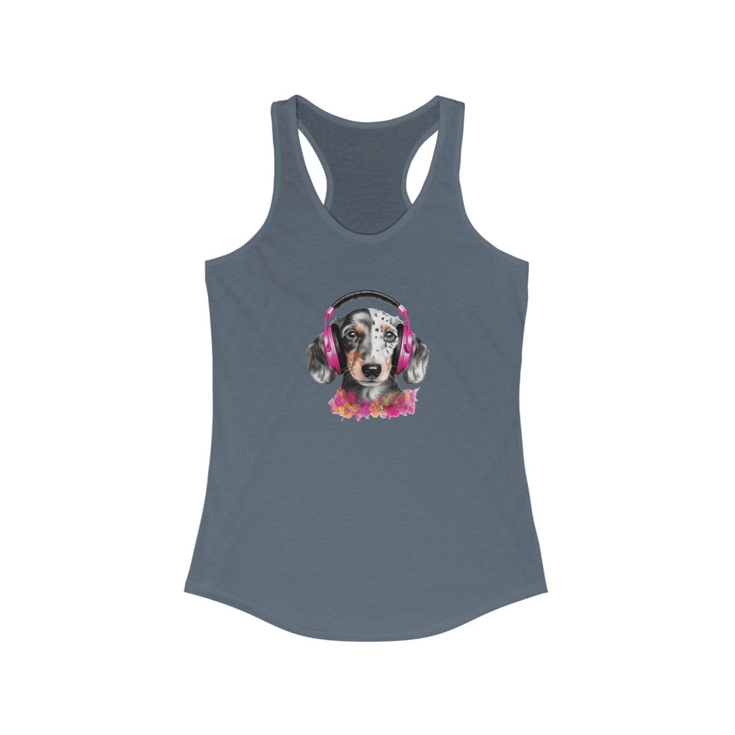 Dog with Headphones Racerback Tank