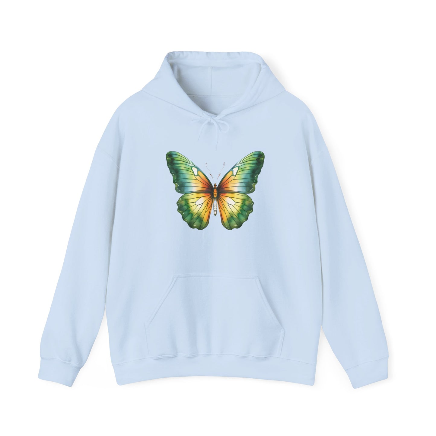 Green Watercolor Butterfly Hooded Sweatshirt