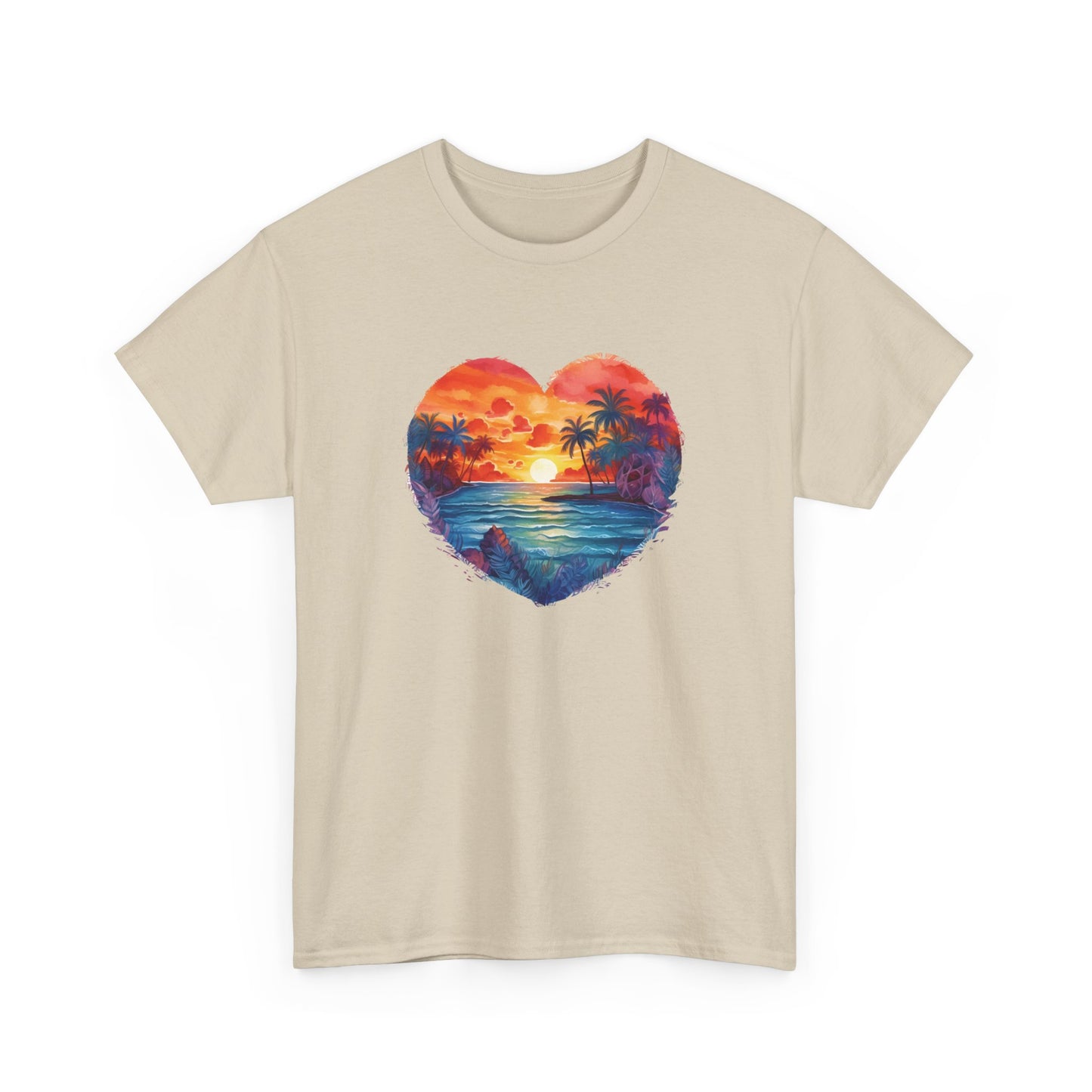Painted Sunset Beach Heart Short Sleeve Tee