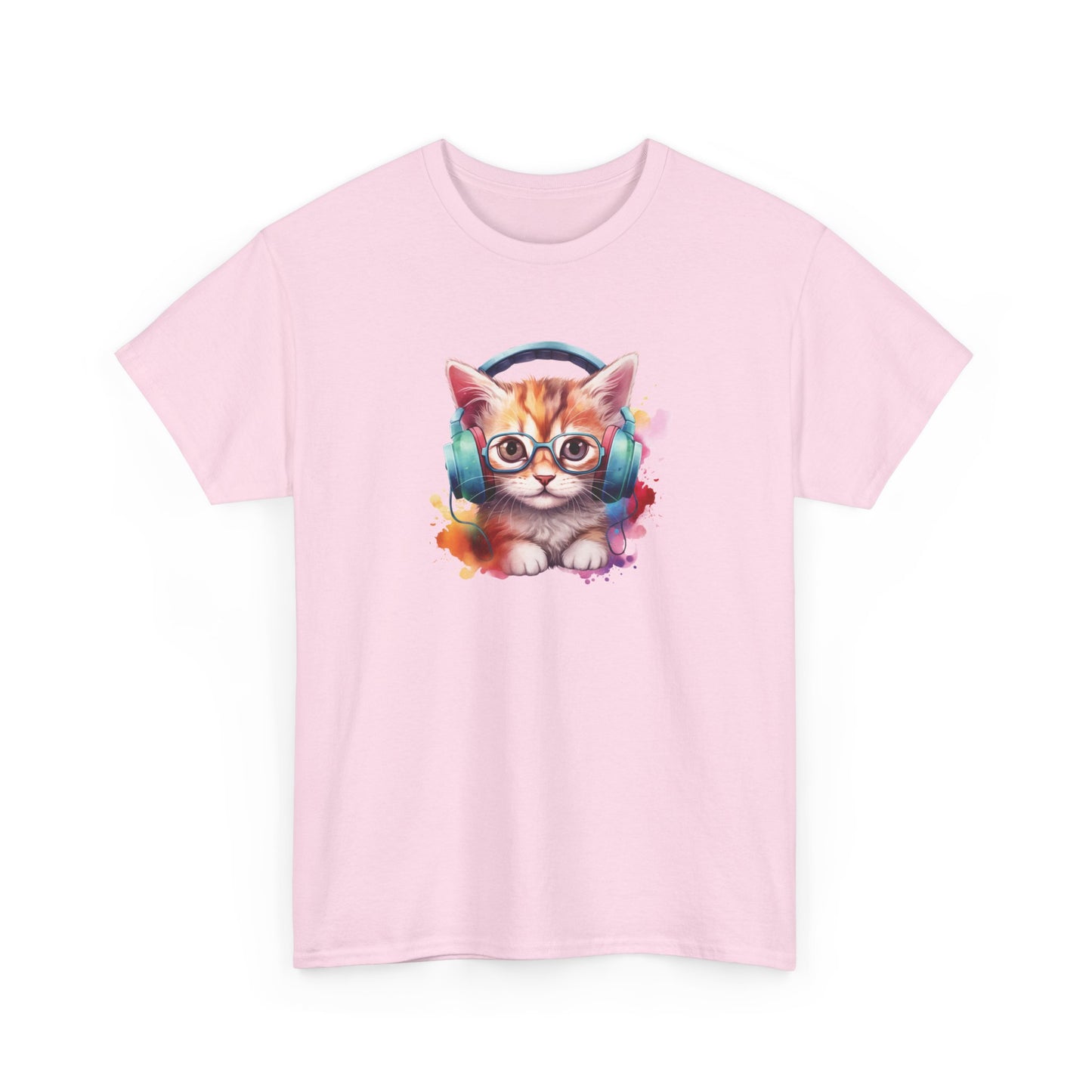 Cat with Headphones Short Sleeve Tee