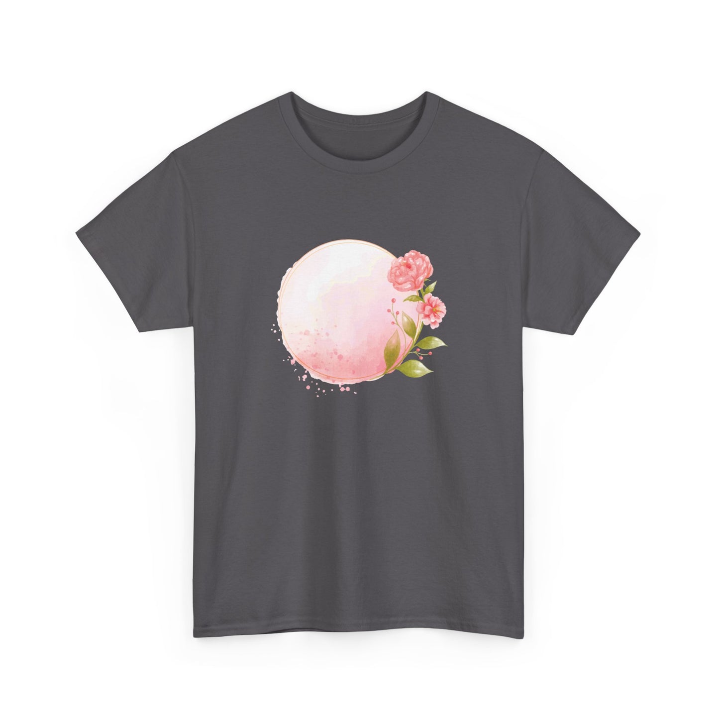 Pink Watercolor Rose Circle Short Sleeve Tee